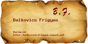 Balkovics Frigyes névjegykártya